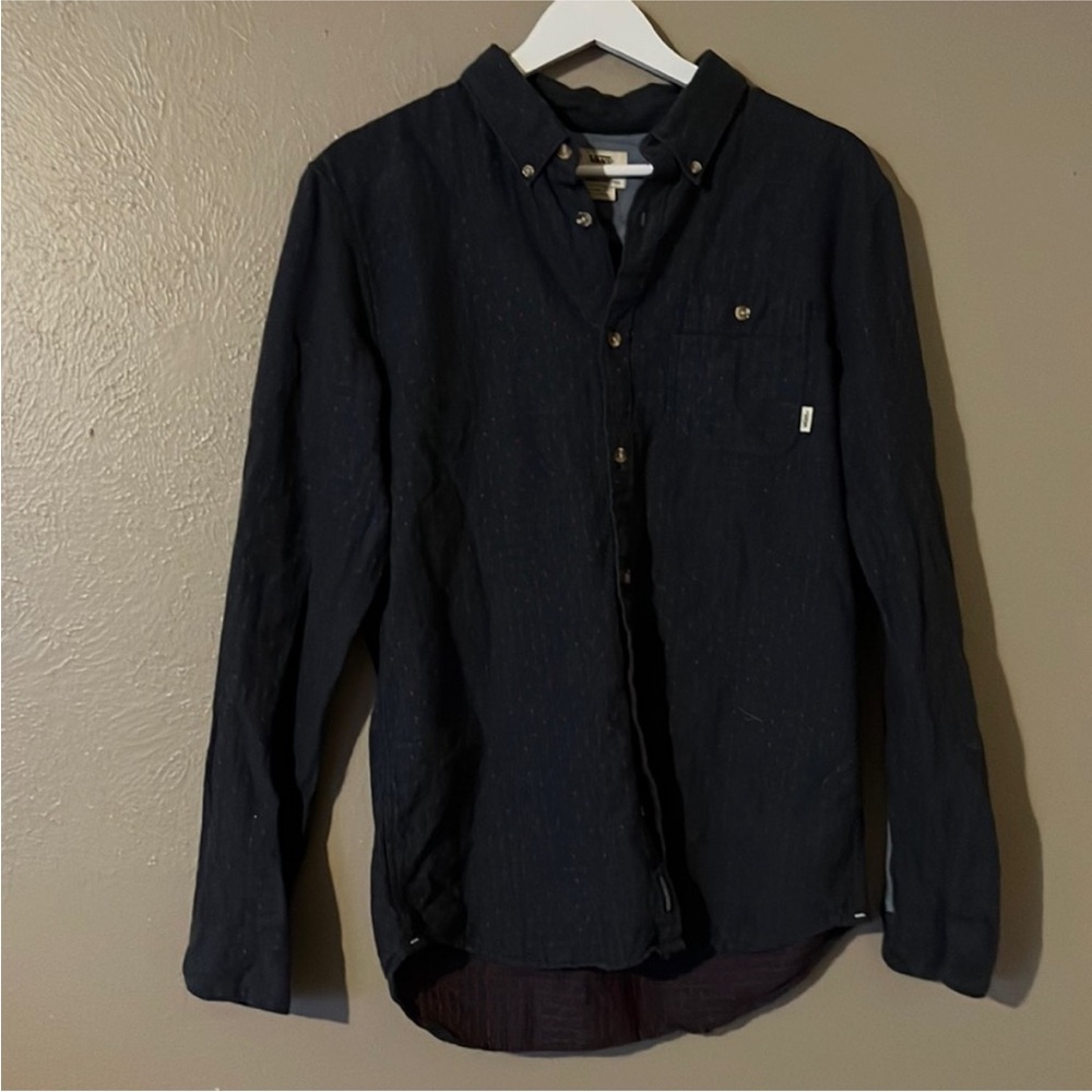 Vans Black Casual Button Down Shirt with Subtle Texture